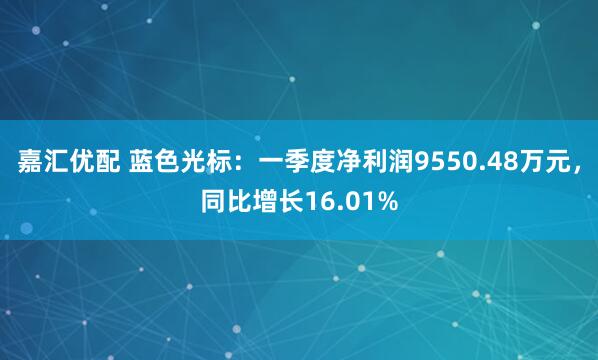 嘉汇优配 蓝色光标：一季度净利润9550.48万元，同比增长16.01%