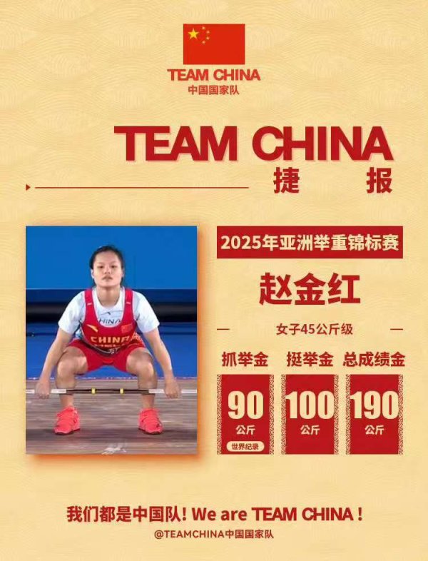 鼎信天下 刷新世界纪录! 赵金红举重亚锦赛包揽三金